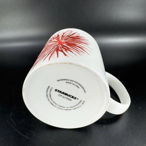 Starbucks Red Flower Starburst on White Mug 2014 Coffee Mug Cup Ceramic 12oz - Picture 6 of 14